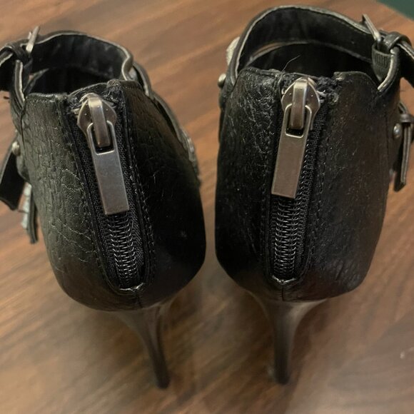 Anne Michelle Maneater Studded High Heels Black Stilettos Club Edgy Stud Sandal - Picture 5 of 7